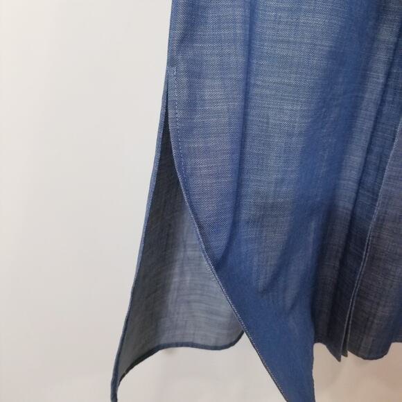 Zero + Maria Cornejo 100% Cotton Washed Indigo Midi Dress with Pockets - Picture 13 of 16